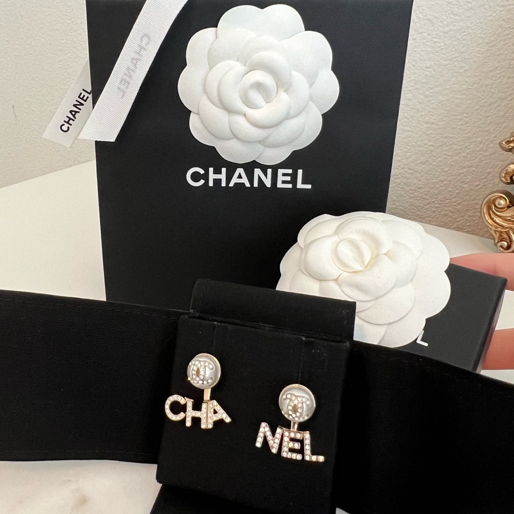Chanel CC Crystal Pearl Earrings